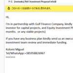 【Kolomi-Migueli】Ref: Investment Proposal 迷惑メールに要注意！I’m in partnership with Gulf Finance