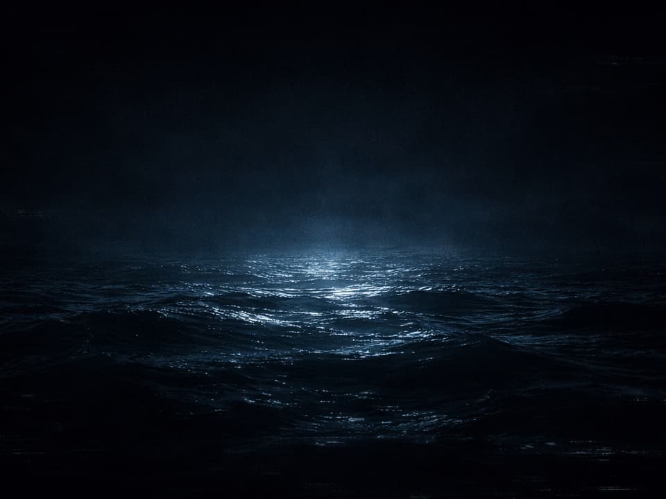 ヒカキンの真っ暗ライブ配信のイメージ(暗い画面と波のような映像)