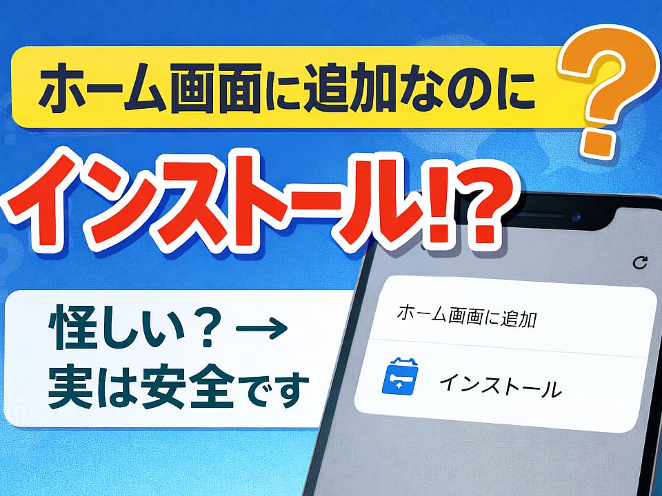 ホーム画面に追加なのにインストールと表示される理由と安全性を解説したサムネイル